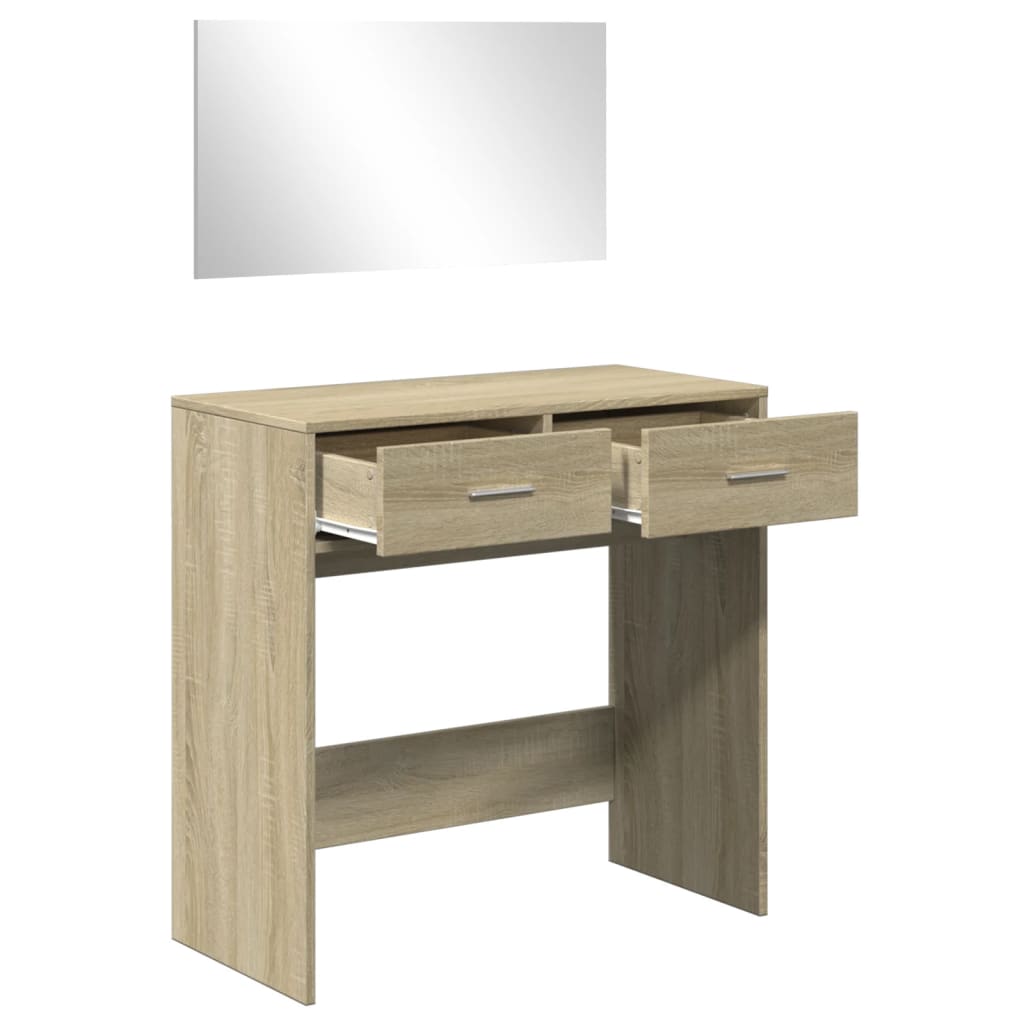 vidaXL Dressing Table with Mirror Sonoma Oak 80x39x80 cm