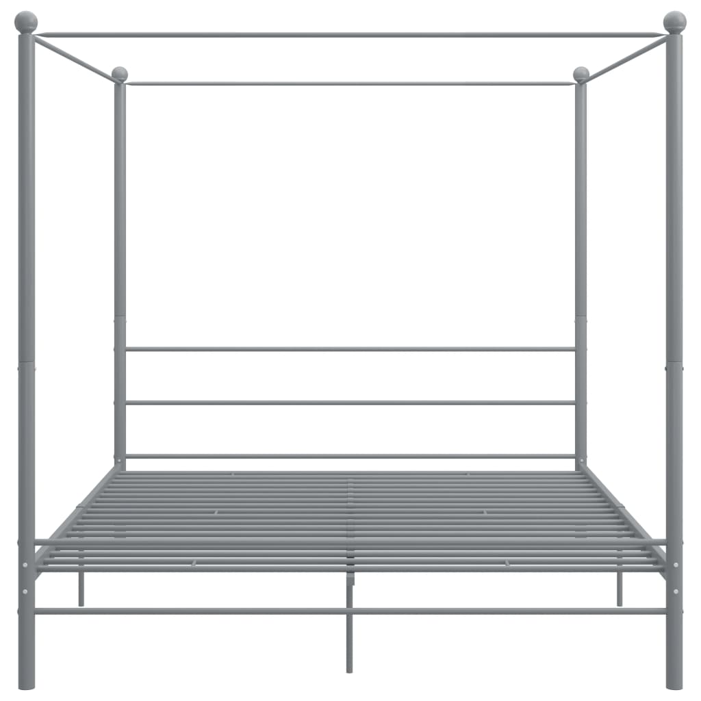 vidaXL Canopy Bed Frame Grey Metal 180x200 cm Super King