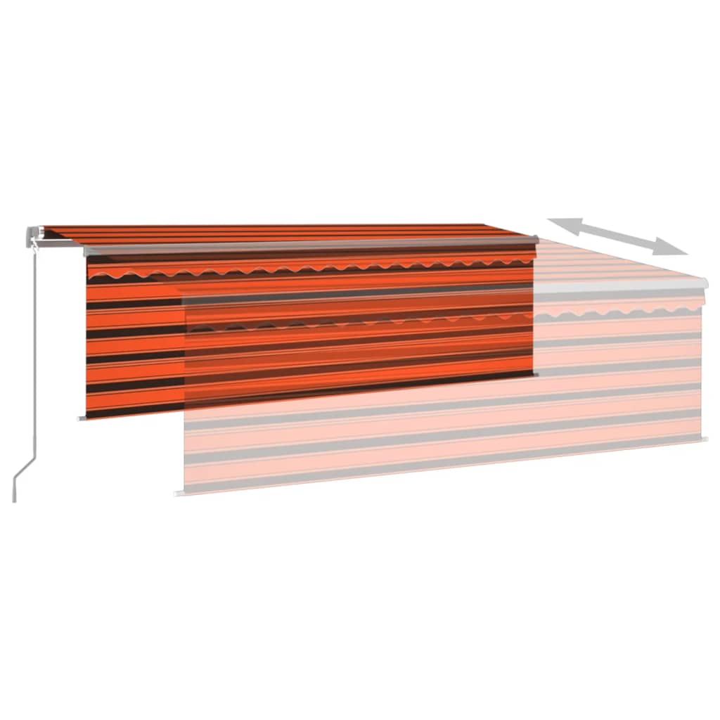 vidaXL Manual Retractable Awning with Blind&LED 4x3m Orange&Brown
