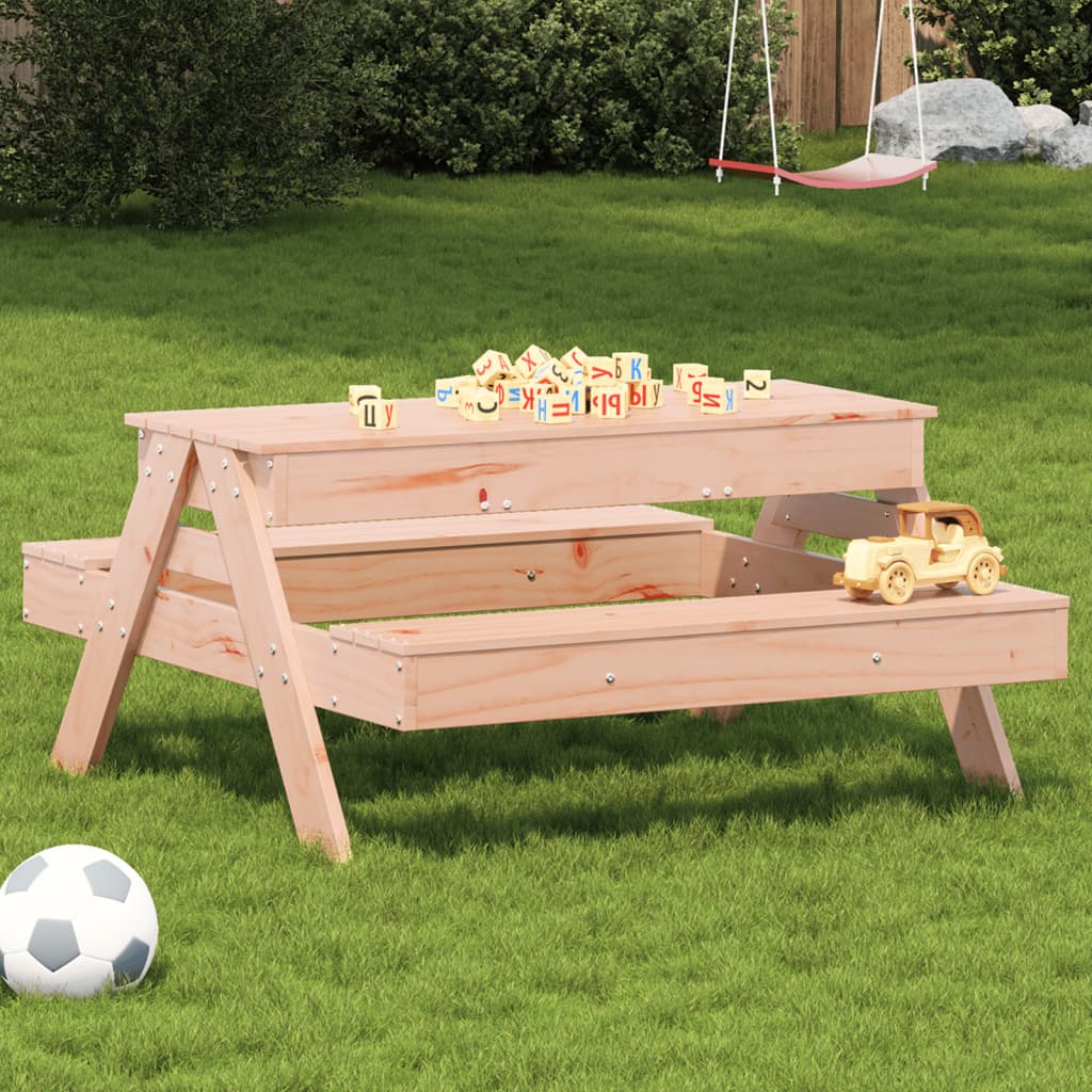 vidaXL Picnic Table with Sandpit for Kids Solid Wood Solid Wood Douglas