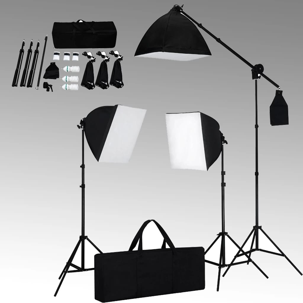 vidaXL Studio Kit with Softbox Lights and Backdrops