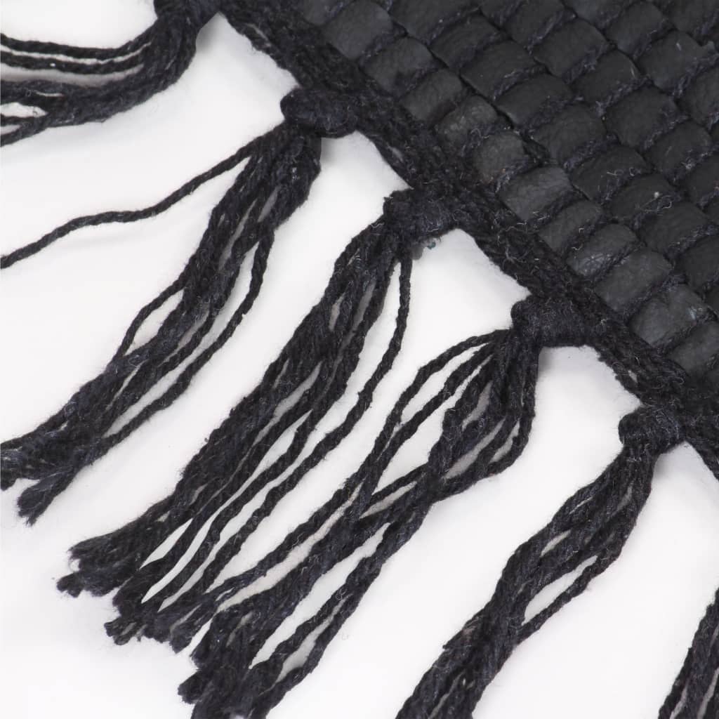 vidaXL Hand-woven Chindi Rug Leather 190x280 cm Black