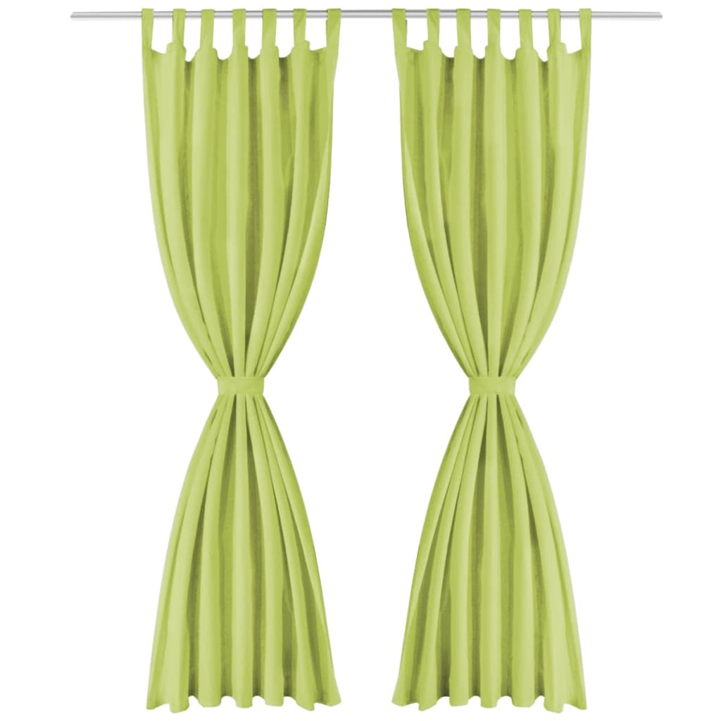 vidaXL Micro-Satin Curtains 2 pcs with Loops 140x225 cm Green