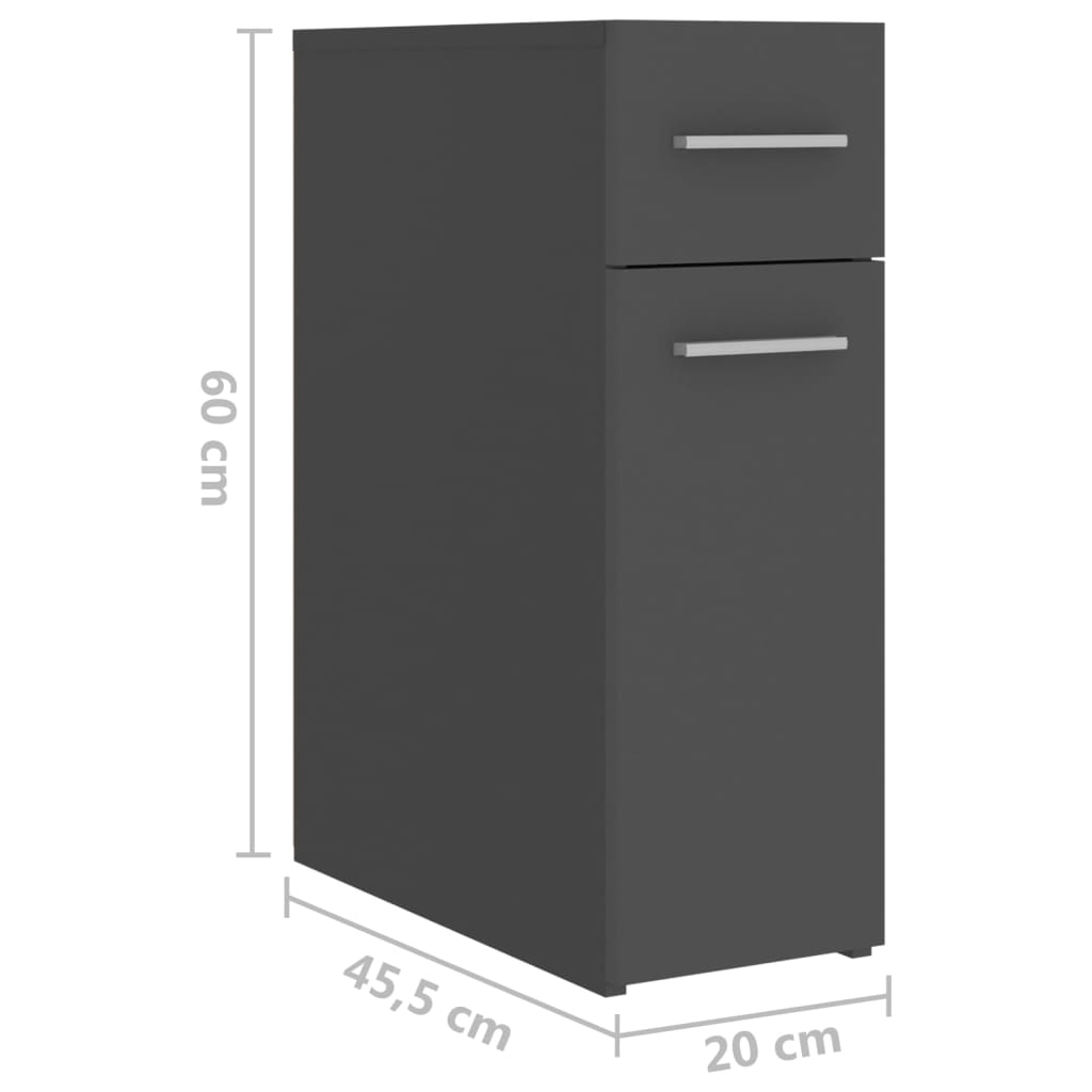 vidaXL Apothecary Cabinet Grey 20x45.5x60 cm Engineered Wood