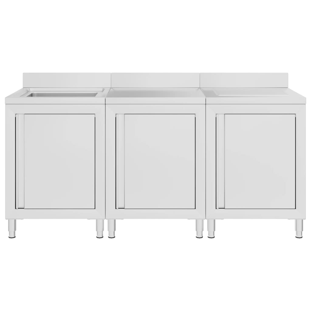 vidaXL Commercial Kitchen Sink Cabinet 180x60x96 cm Stainless Steel