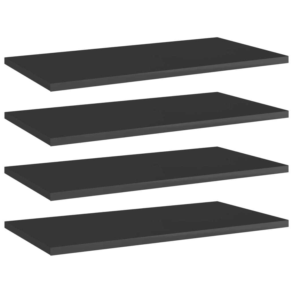 vidaXL Bookshelf Boards 4 pcs High Gloss Black 60x30x1.5 cm Engineered Wood