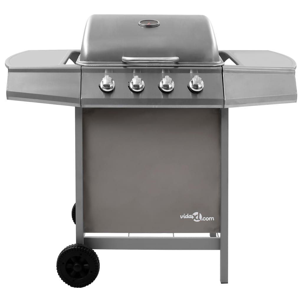 vidaXL Gas BBQ Grill with 4 Burners Silver (FR/BE/IT/UK/NL only)