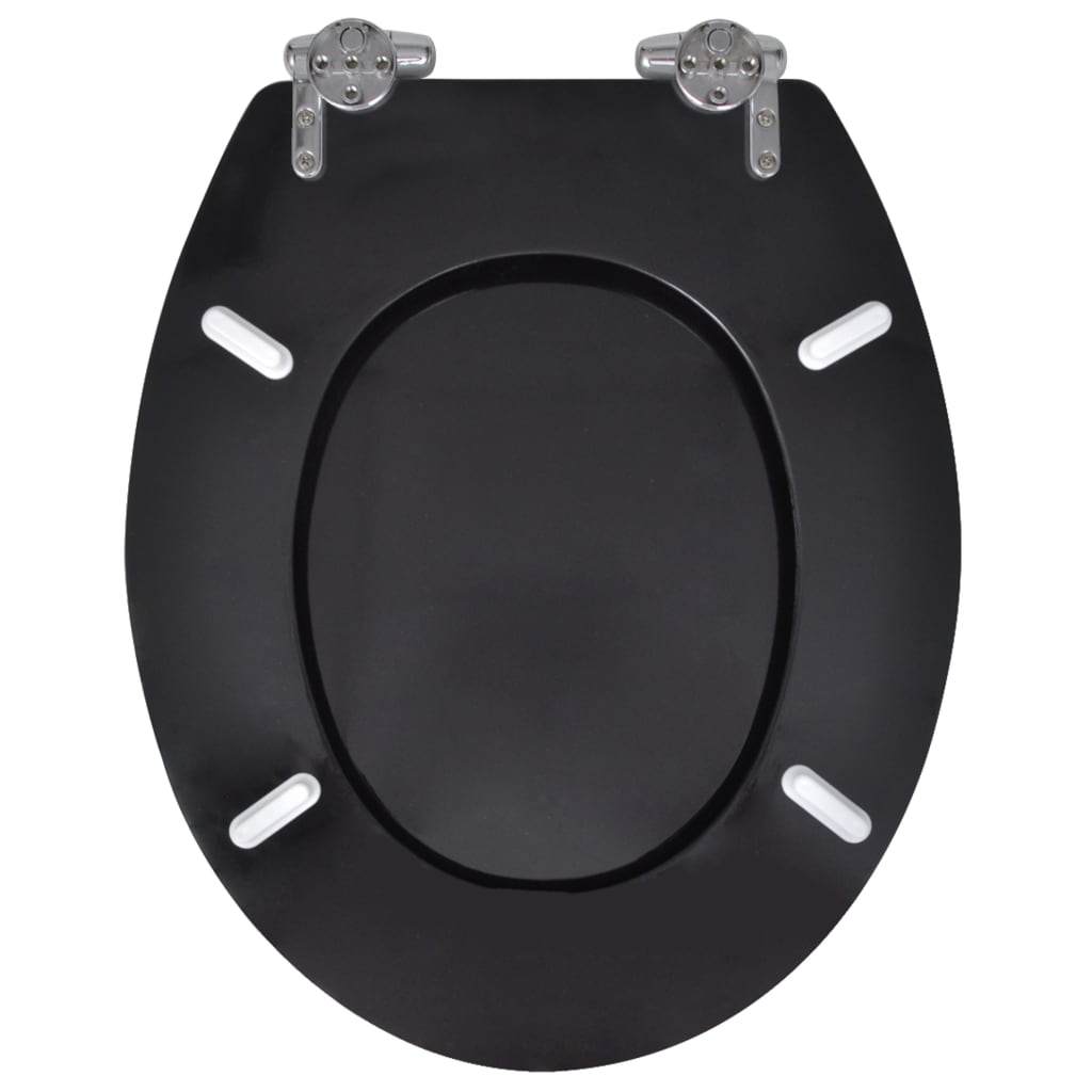 vidaXL WC Toilet Seat MDF Soft Close Lid Simple Design Black