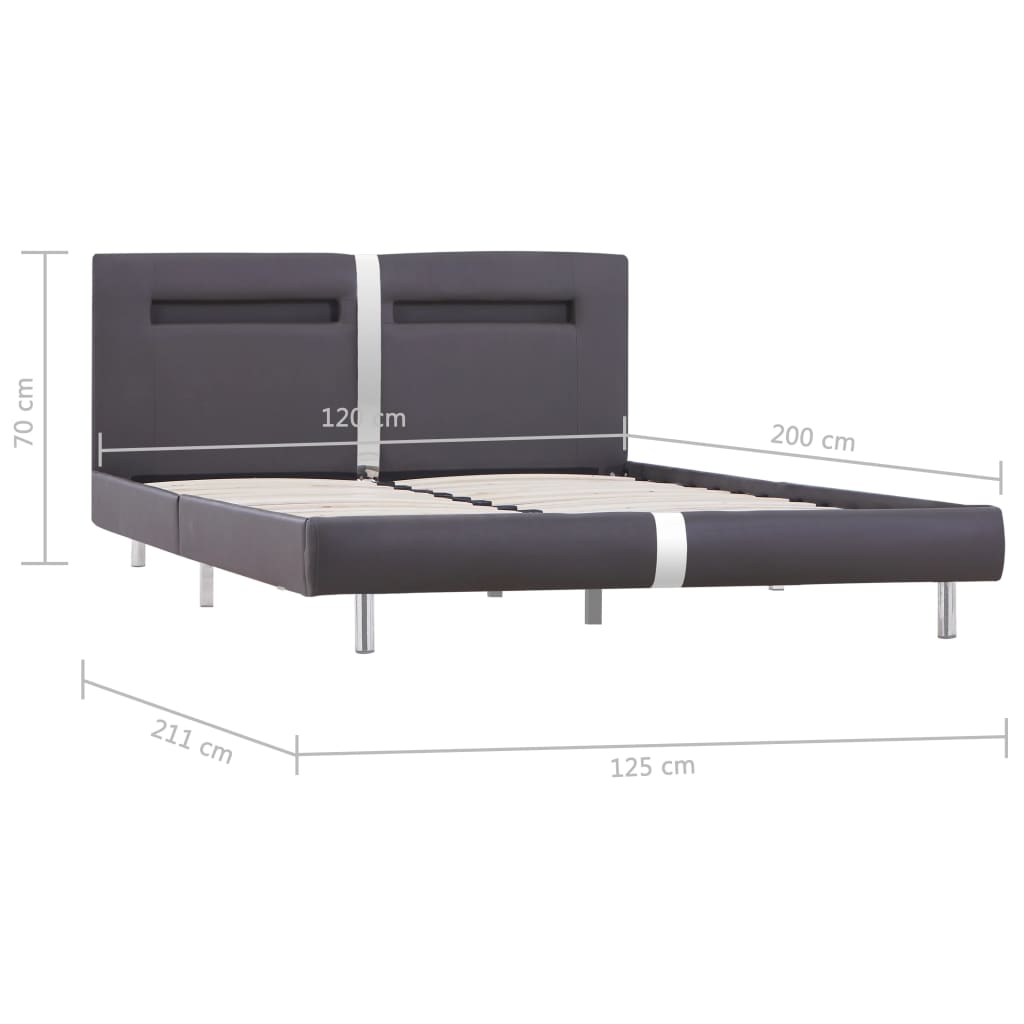 vidaXL Bed Frame with LED Grey Faux Leather 135x190 cm Double