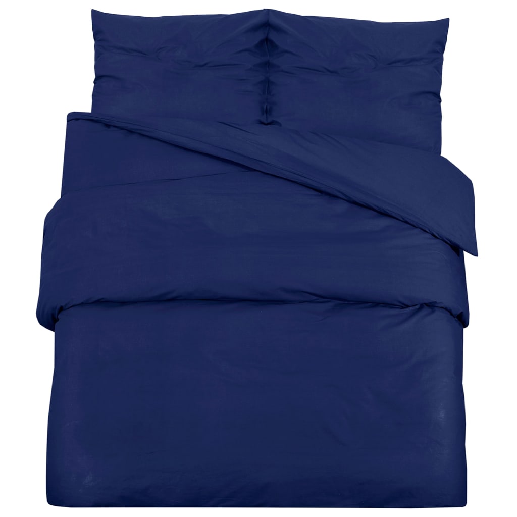 vidaXL Duvet Cover Set Navy Blue 135x200 cm Cotton