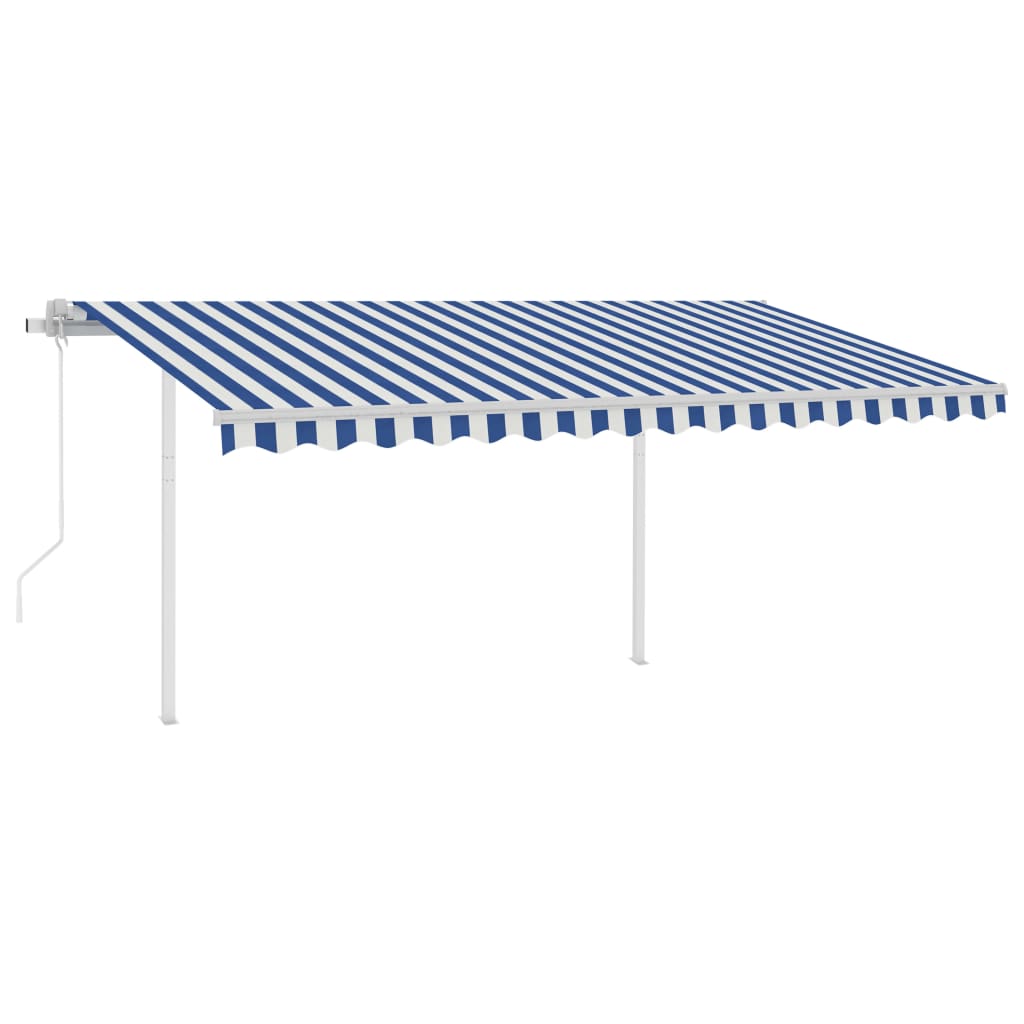 vidaXL Automatic Awning with LED&Wind Sensor 4.5x3.5 m Blue and White
