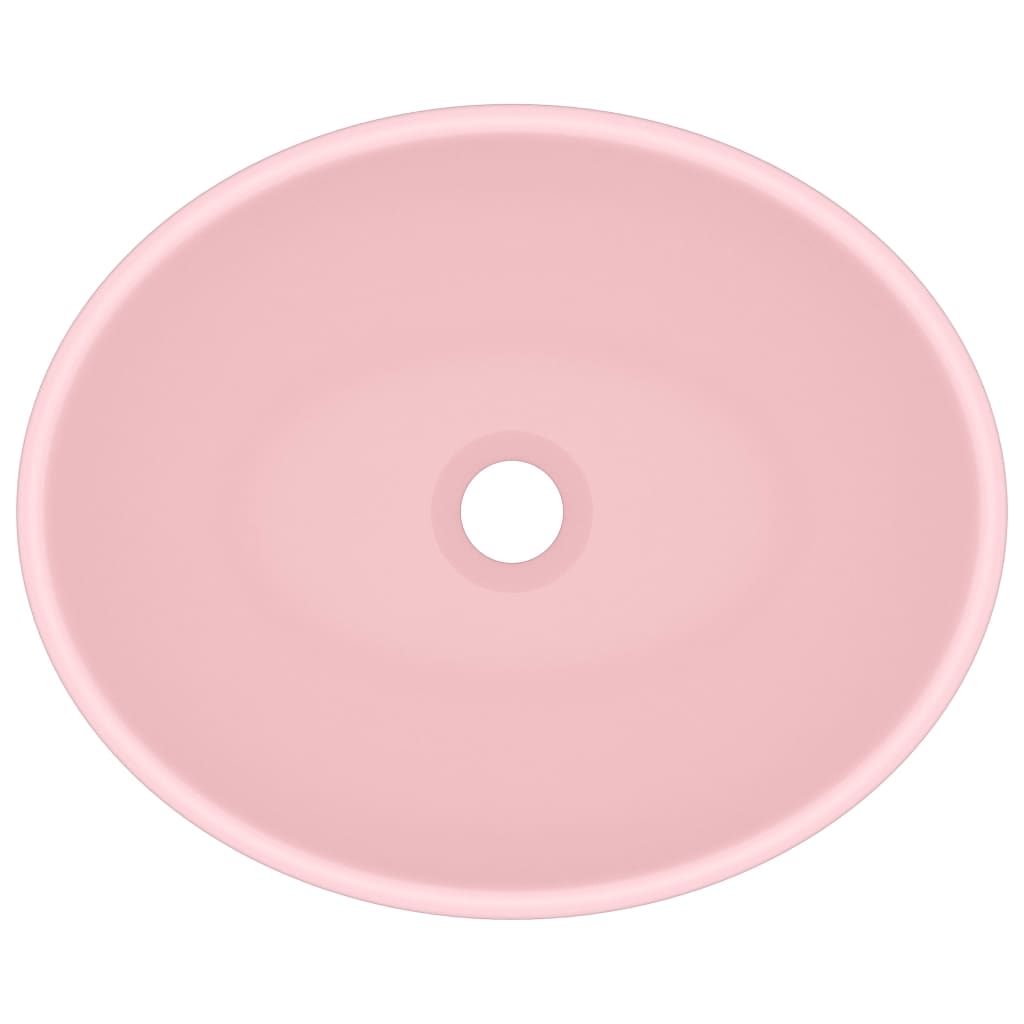 vidaXL Luxury Basin Oval-shaped Matt Pink 40x33 cm Ceramic