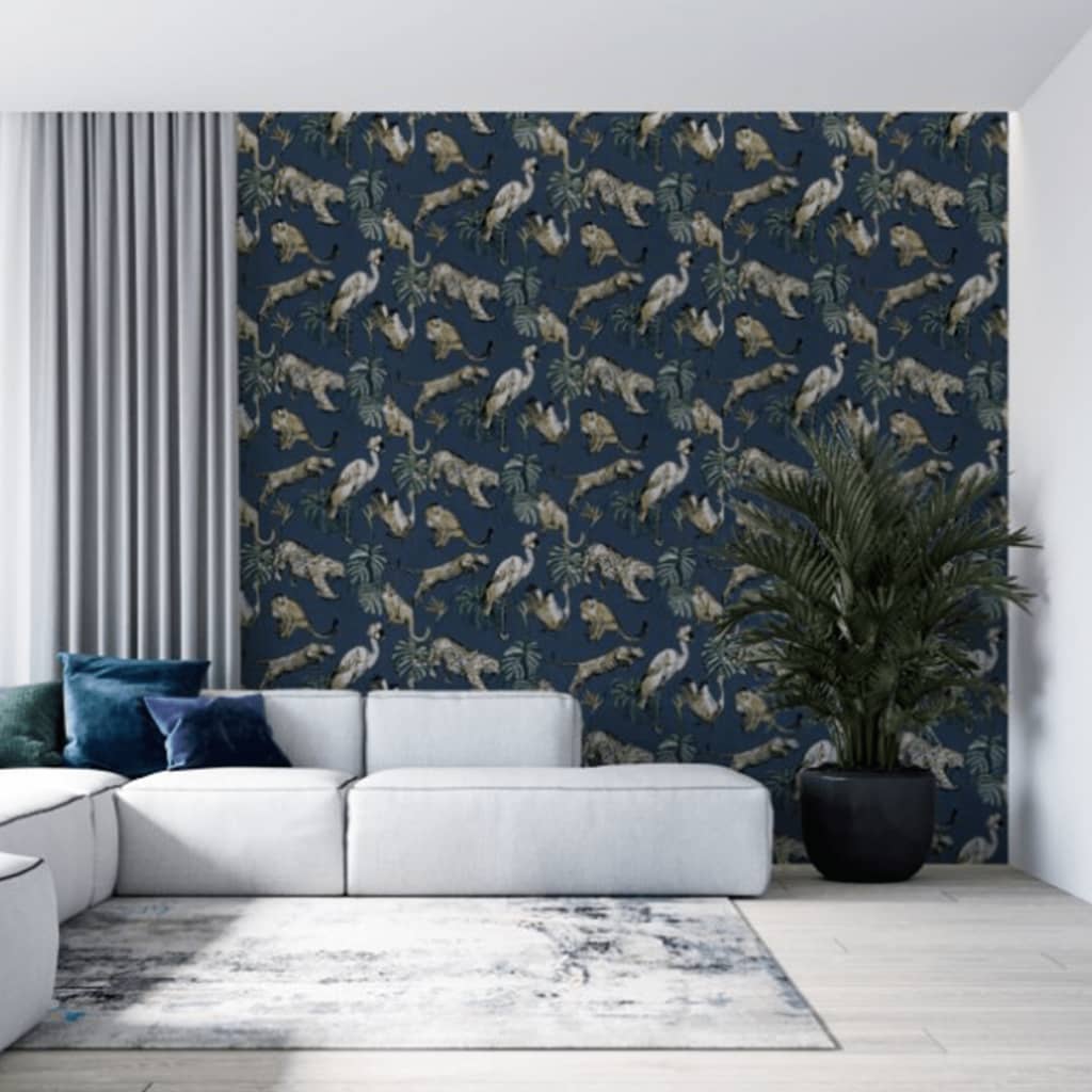 Noordwand Zero Wallpaper Exotic Animals Blue