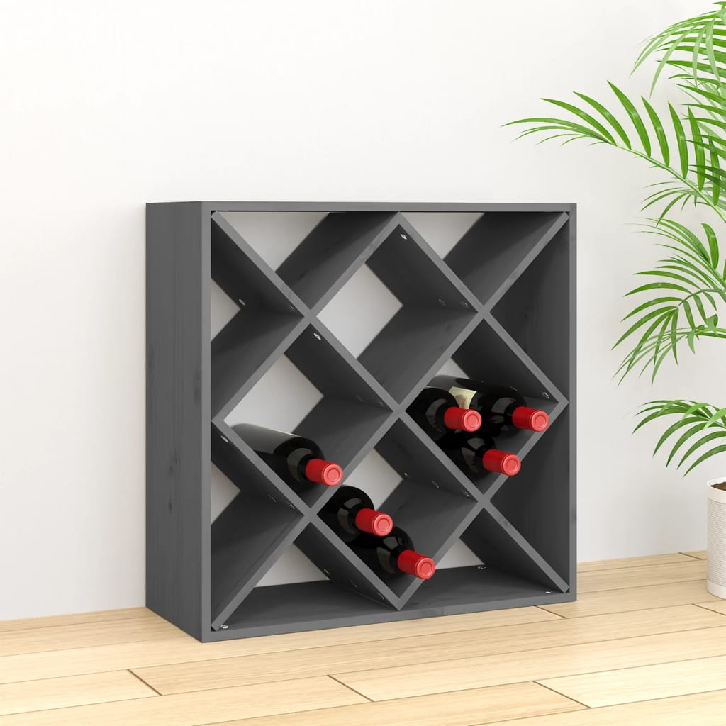 vidaXL Wine Cabinet Grey 62x25x62 cm Solid Wood Pine