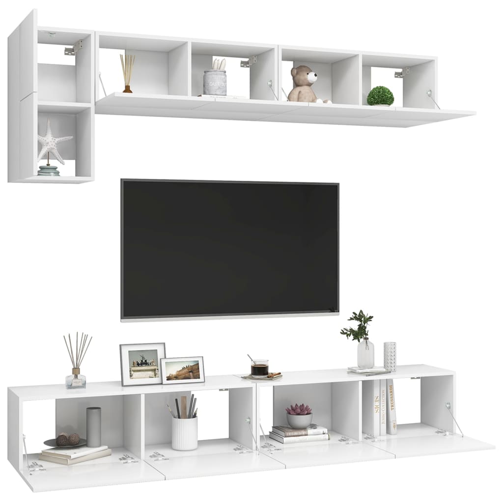 vidaXL 5 Piece TV Cabinet Set White Engineered Wood