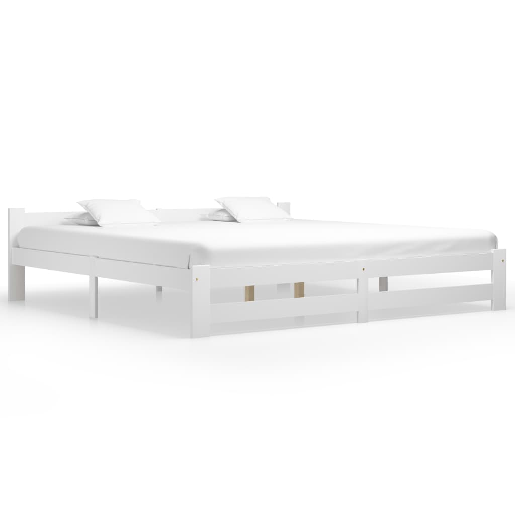 vidaXL Bed Frame White Solid Pine Wood 200x200 cm