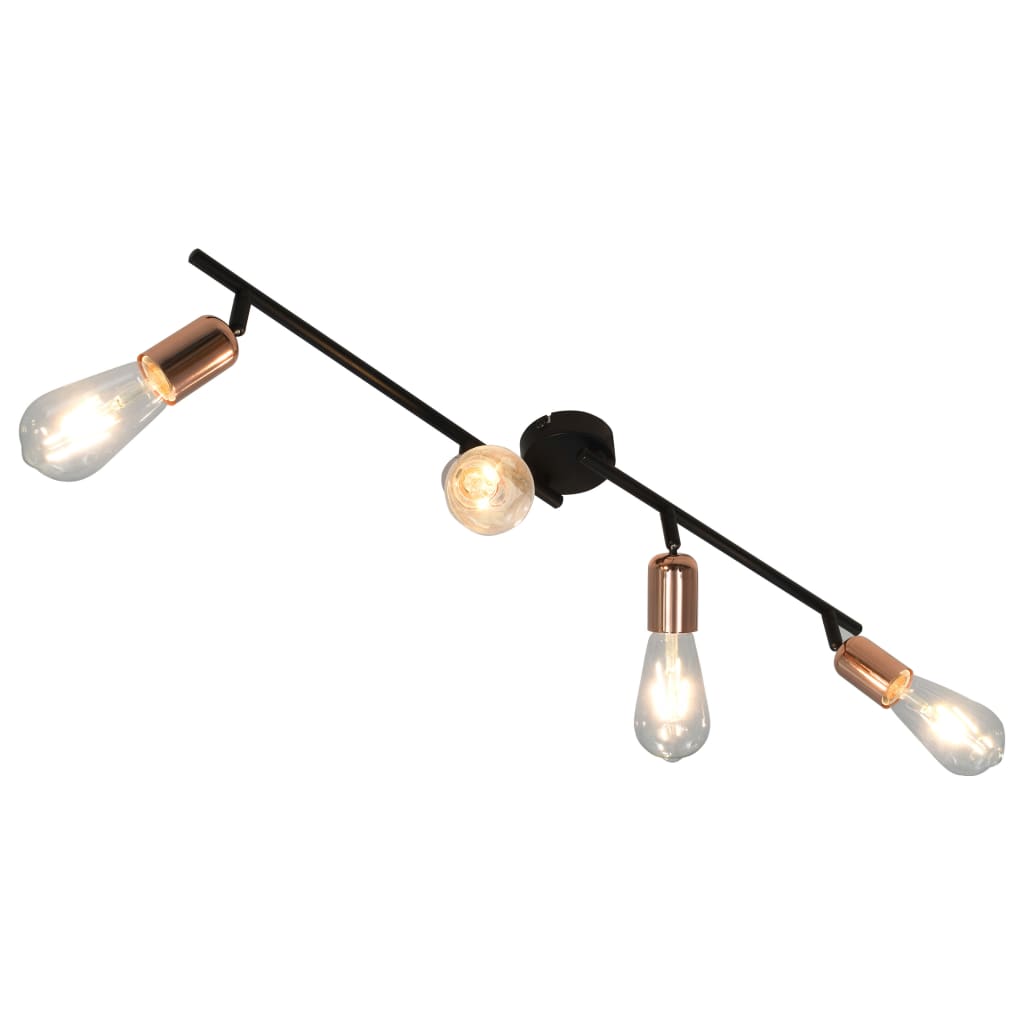 vidaXL 4-way Spot Light with Filament Bulbs 2 W Black and Copper 60 cm E27