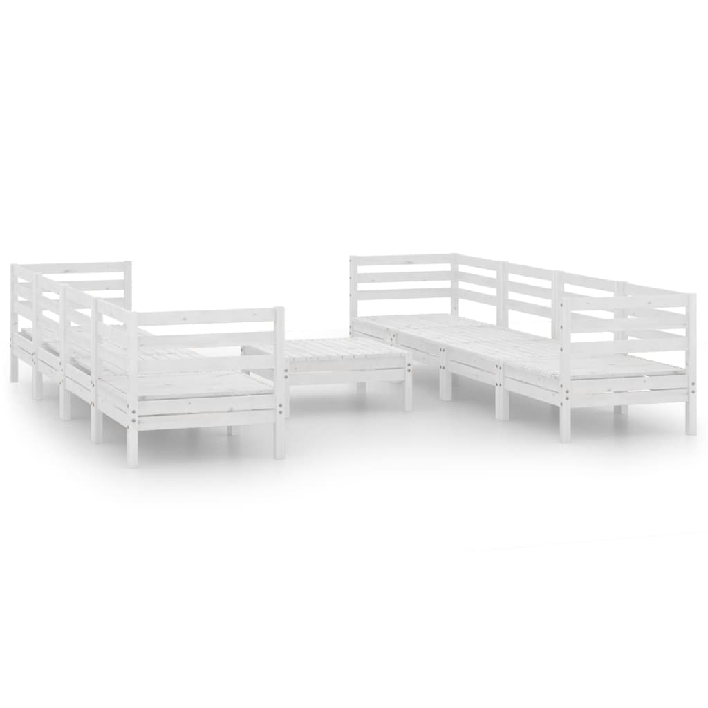 vidaXL 9 Piece Garden Lounge Set White Solid Pinewood