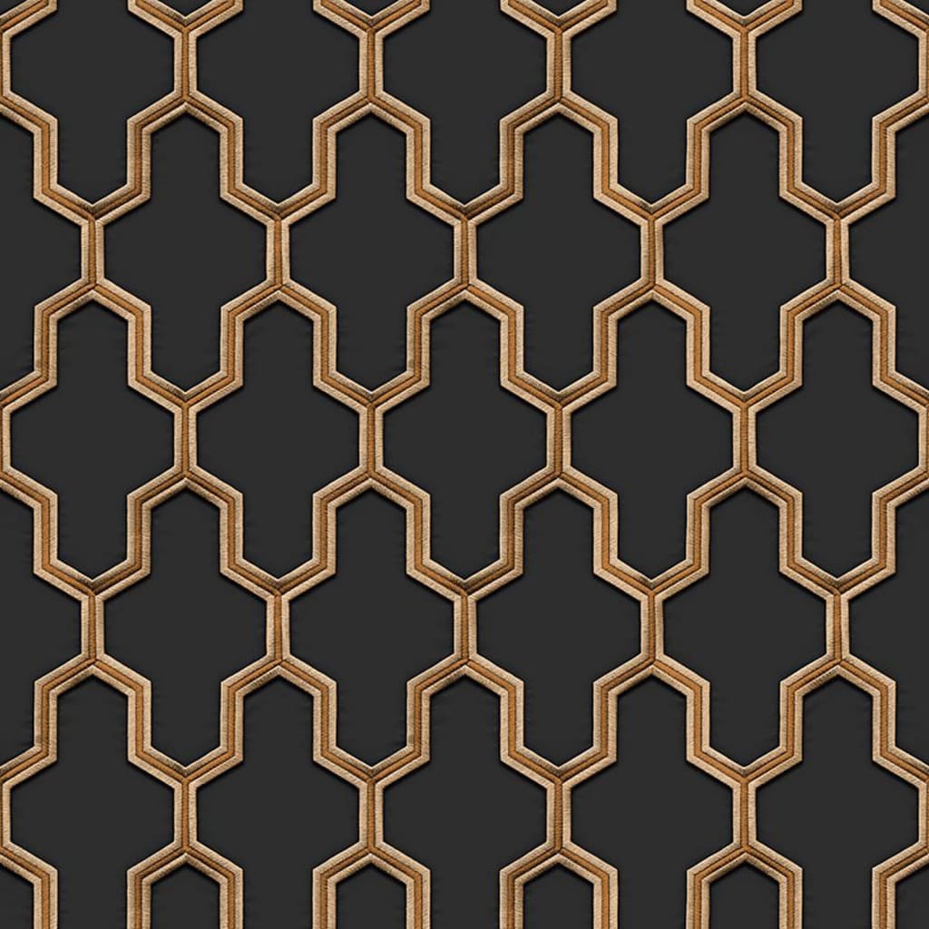DUTCH WALLCOVERINGS Wallpaper Geometric Black and Gold