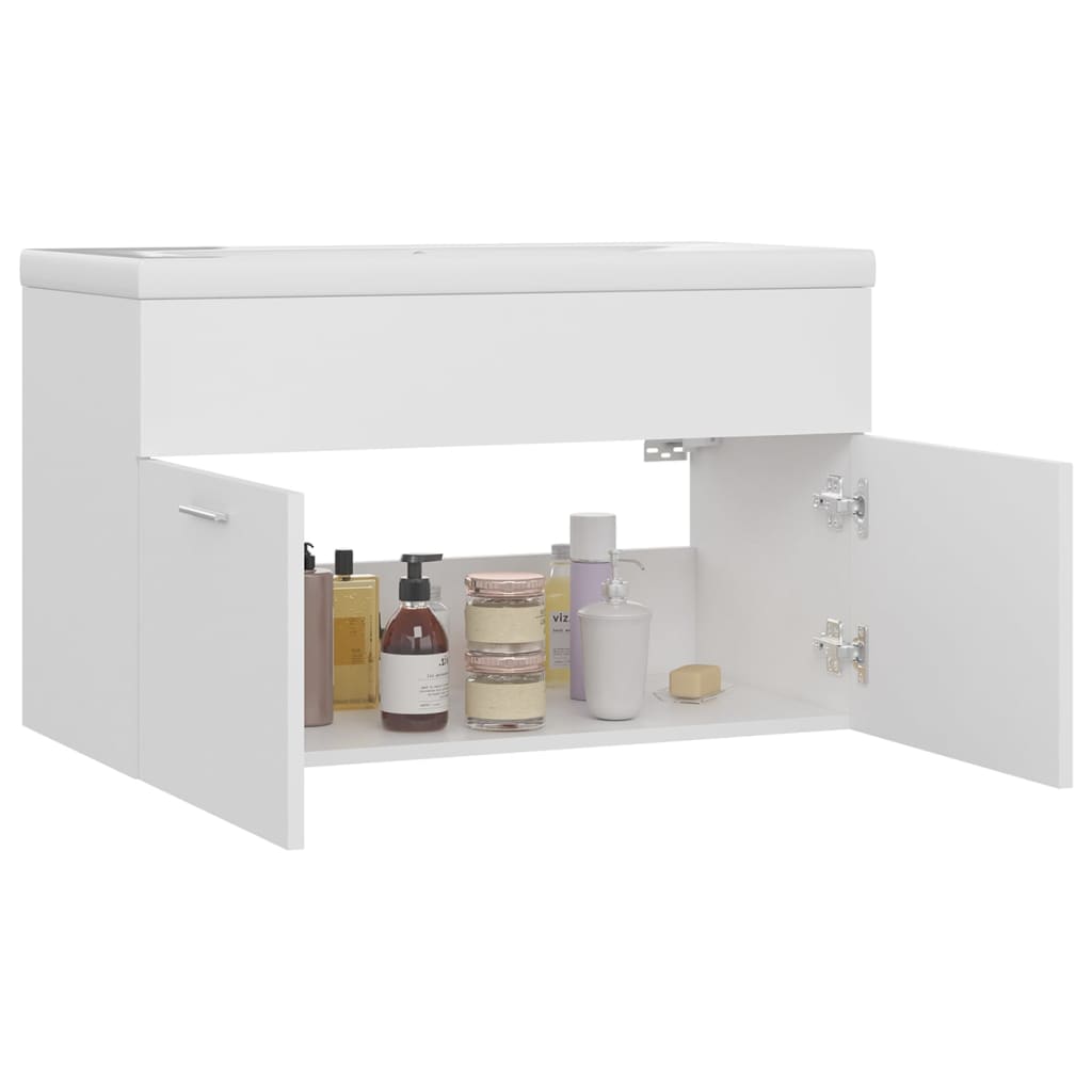 vidaXL Sink Cabinet with Built-in Basin White Engineered Wood