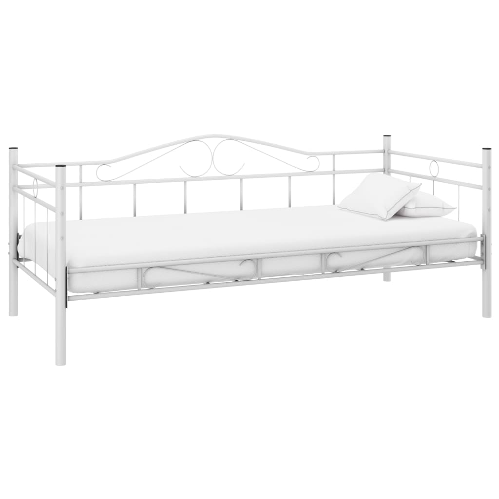 vidaXL Day Bed White Metal 90x200 cm