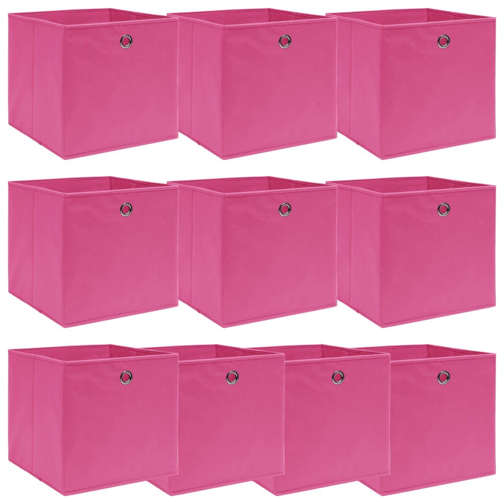 vidaXL Storage Boxes 10 pcs Pink 32x32x32 cm Fabric