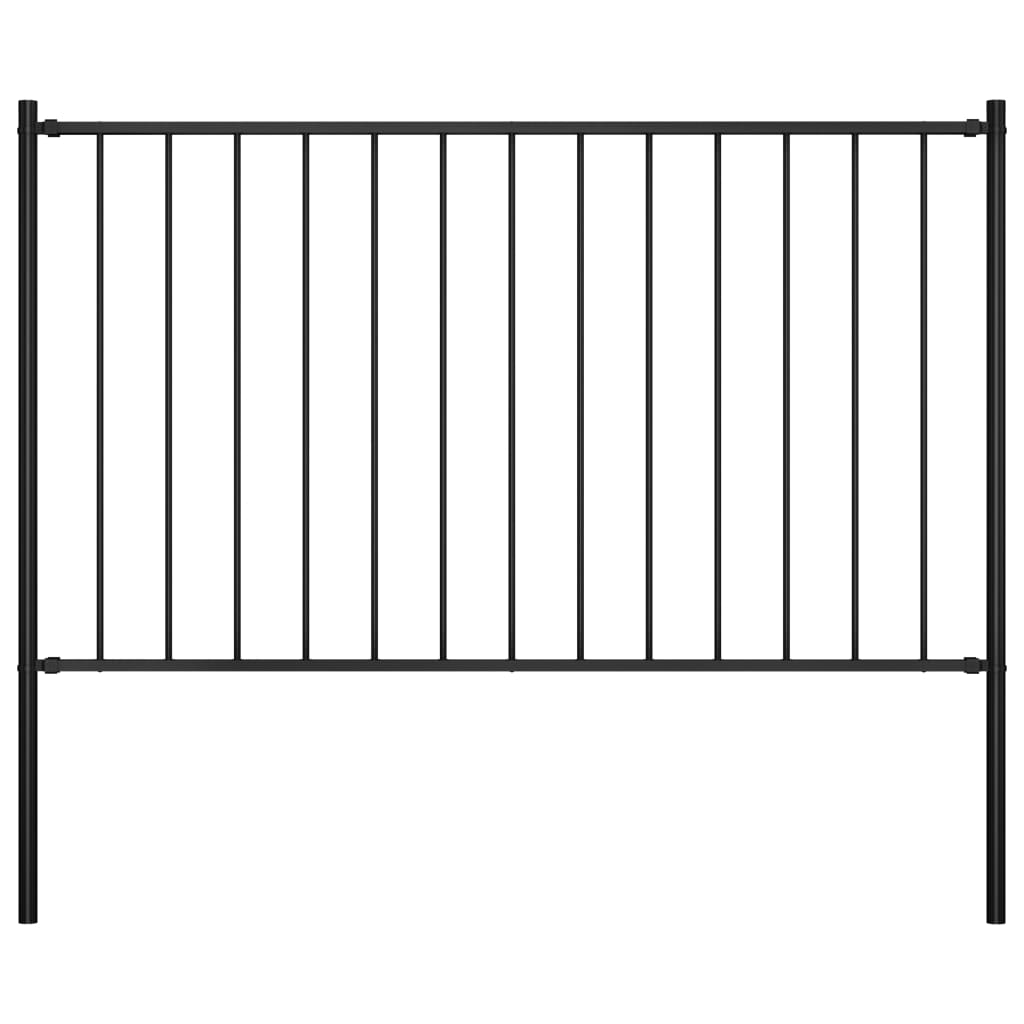 vidaXL Fence Panel with Posts Powder-coated Steel 1.7x0.75 m Black