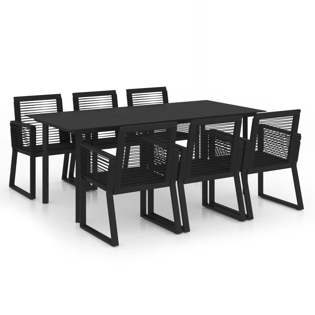 vidaXL 7 Piece Outdoor Dining Set PVC Rattan Black