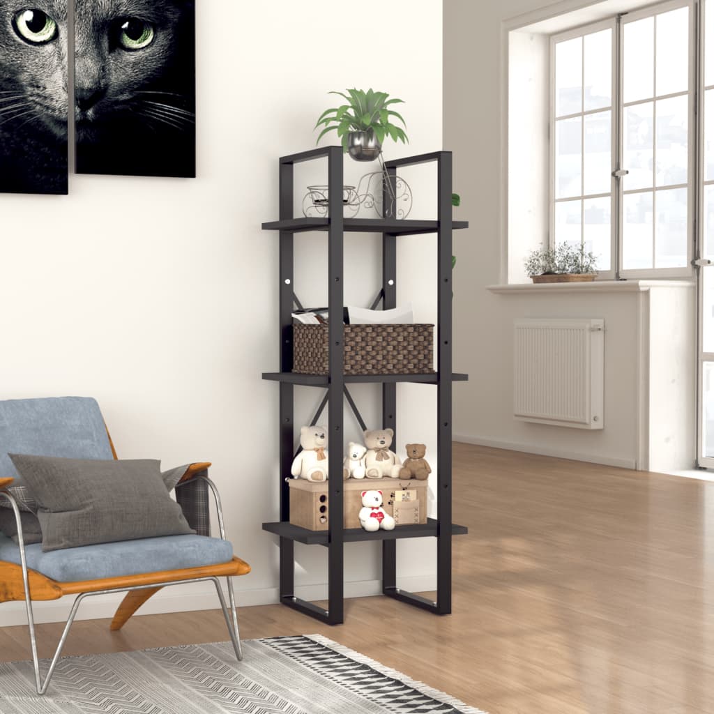 vidaXL 3-Tier Book Cabinet Grey 40x30x105 cm Engineered Wood
