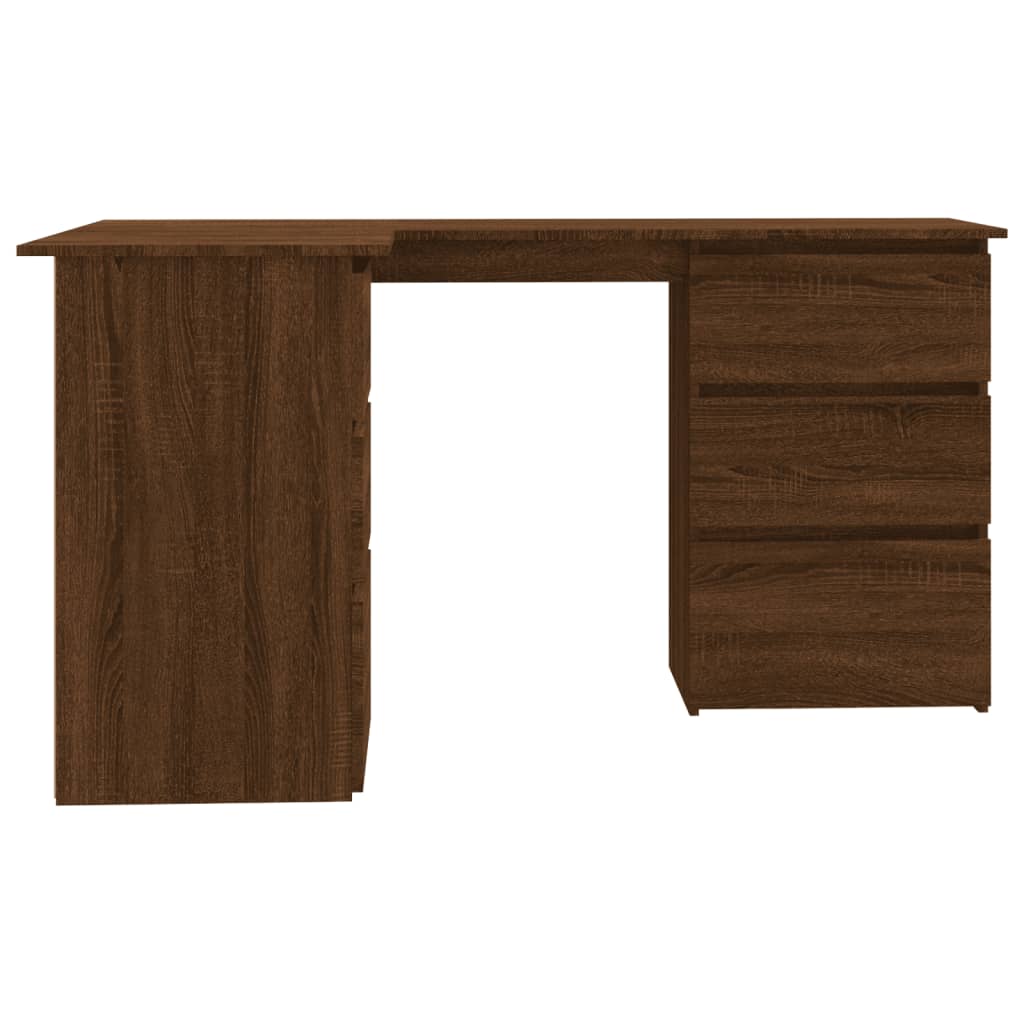 vidaXL Corner Desk Brown Oak 145x100x76 cm Engineered Wood