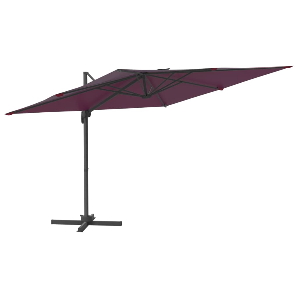 vidaXL LED Cantilever Umbrella Bordeaux Red 400x300 cm