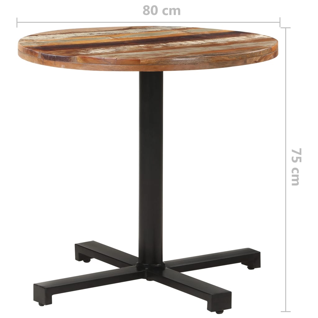 vidaXL Bistro Table Round Ø80x75 cm Solid Reclaimed Wood