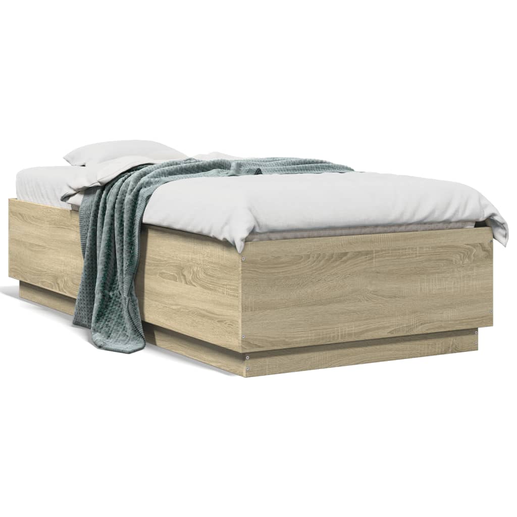 vidaXL Bed Frame Sonoma Oak 75x190 cm Small Single Engineered Wood