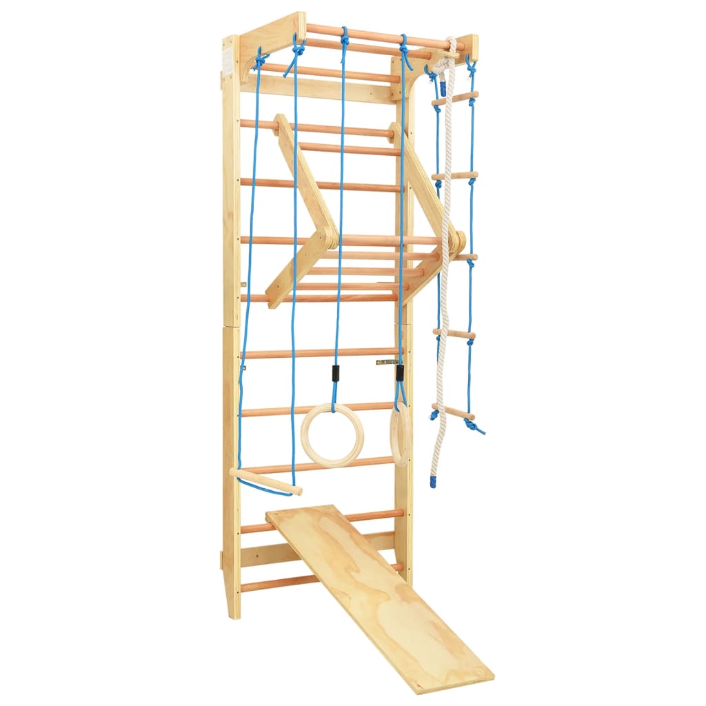 vidaXL Indoor Climbing Playset with Ladders Rings Slide Wood