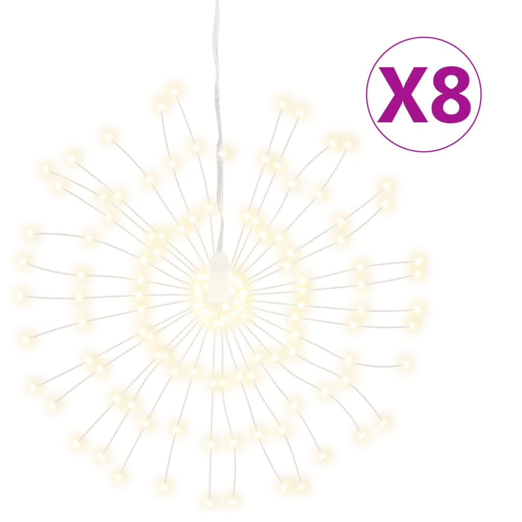 vidaXL Christmas Starburst Lights 140 LEDs 8 pcs Warm White 17 cm