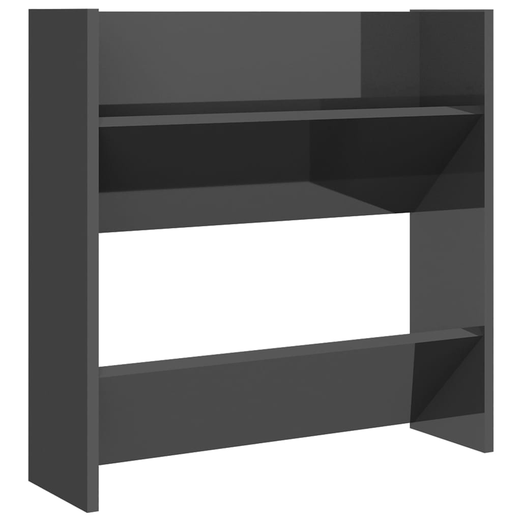 vidaXL Wall Shoe Cabinet High Gloss Grey 60x18x60 cm Engineered Wood