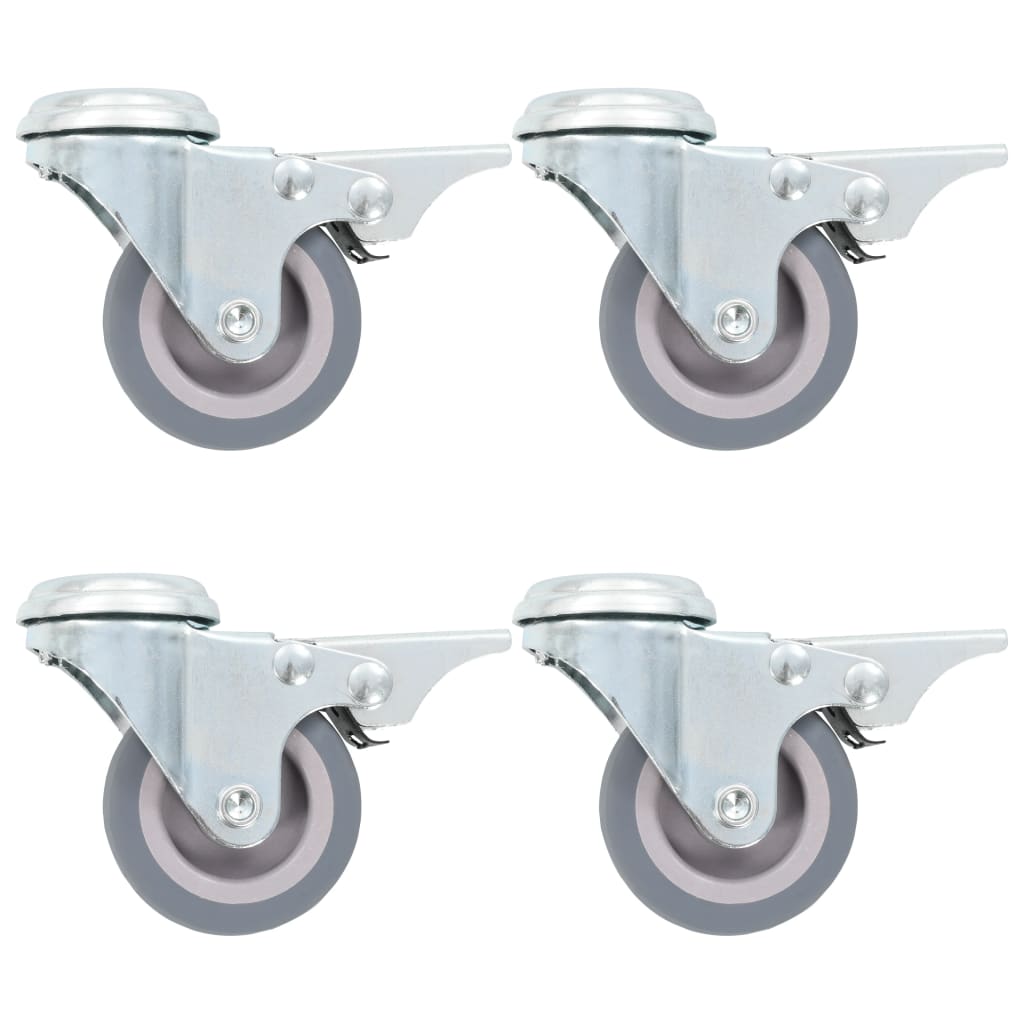vidaXL Bolt Hole Swivel Casters with Double Brakes 4 pcs 50 mm