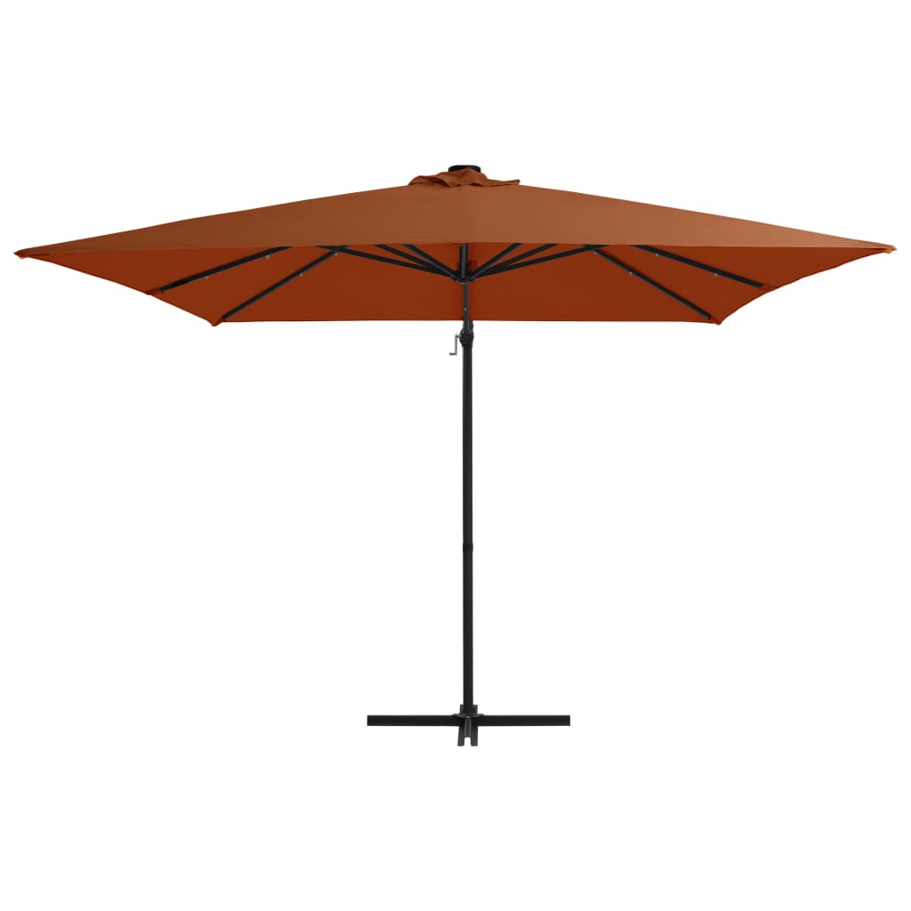vidaXL Cantilever Umbrella with LED lights Terracotta 250x250 cm