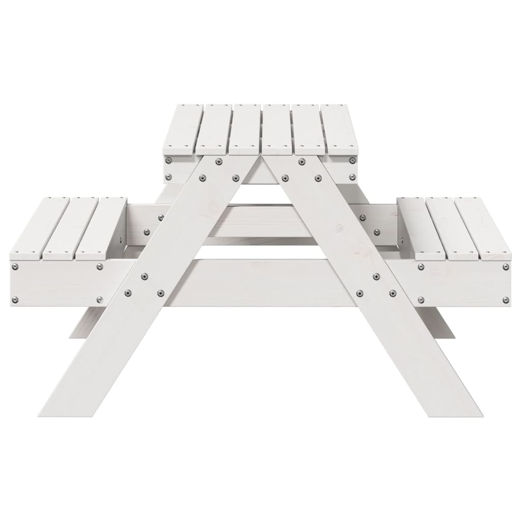 vidaXL Picnic Table for Kids White 88x97x52 cm Solid Wood Pine