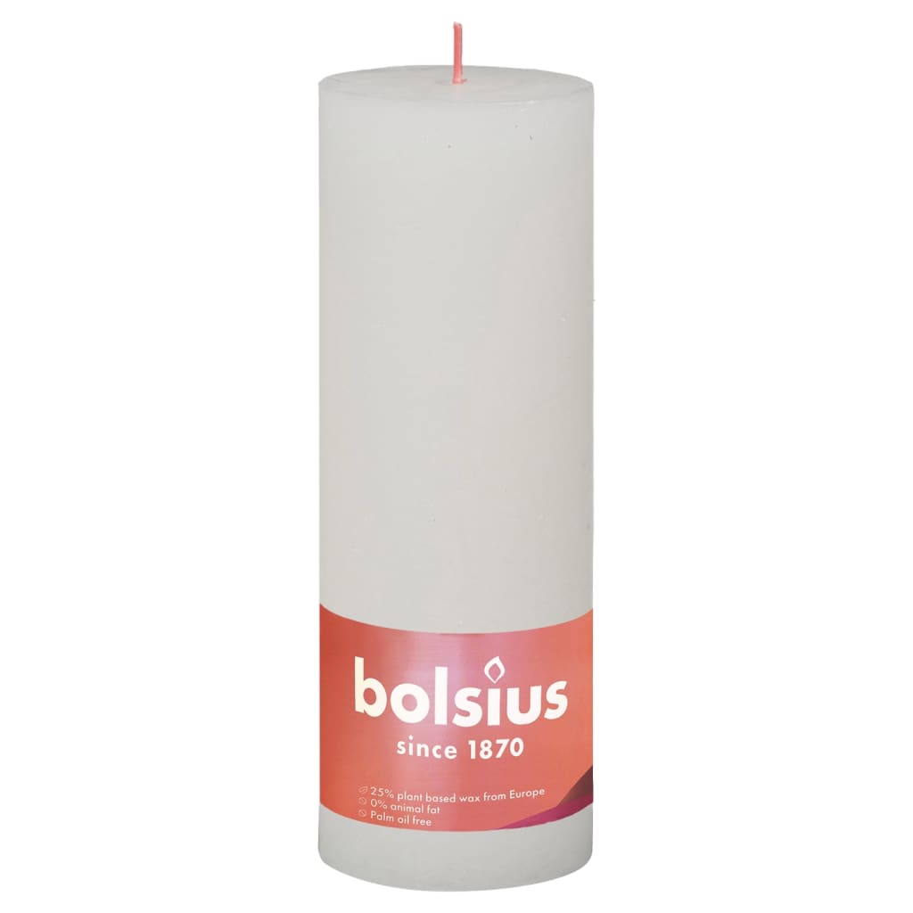 Bolsius Rustic Pillar Candles Shine 4 pcs 190x68 mm Cloudy White