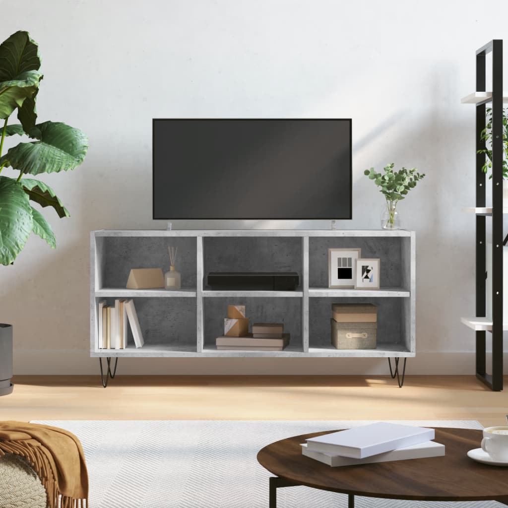 vidaXL TV Cabinet Concrete Grey 103.5x30x50 cm Engineered Wood