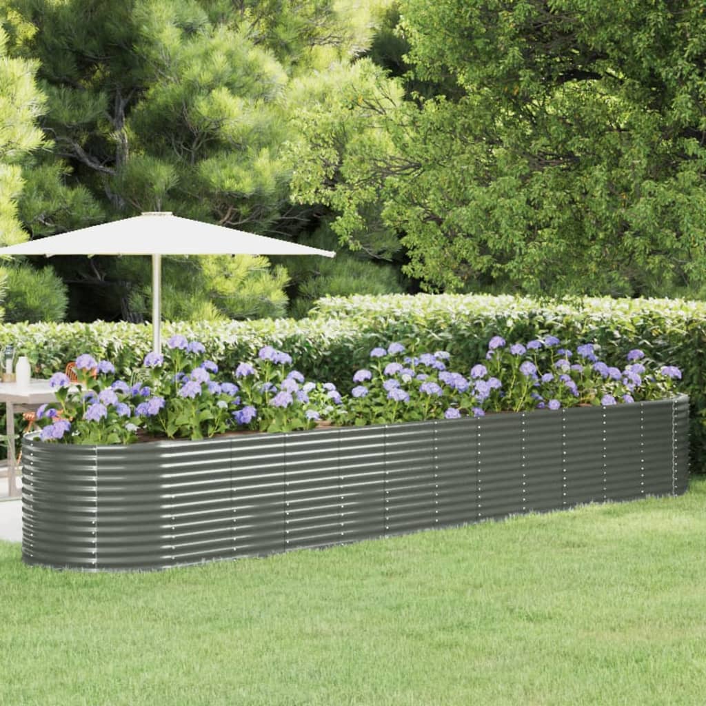 vidaXL Garden Raised Bed Powder-coated Steel 507x100x68 cm Grey