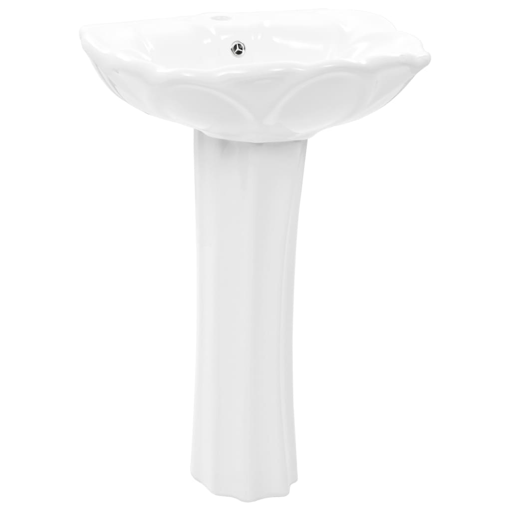 vidaXL Freestanding Basin with Pedestal Ceramic White 580x510x200mm