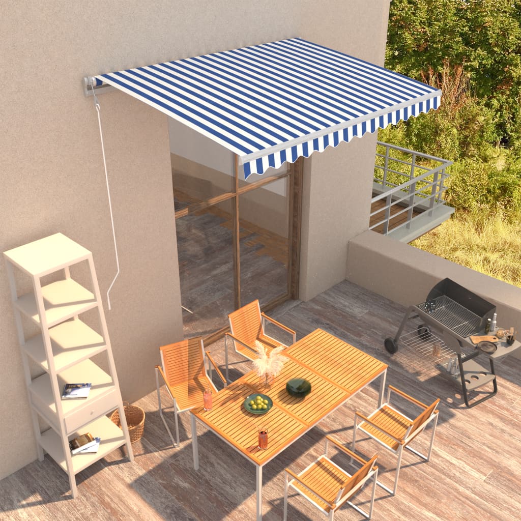 vidaXL Automatic Retractable Awning 350x250 cm Blue and White