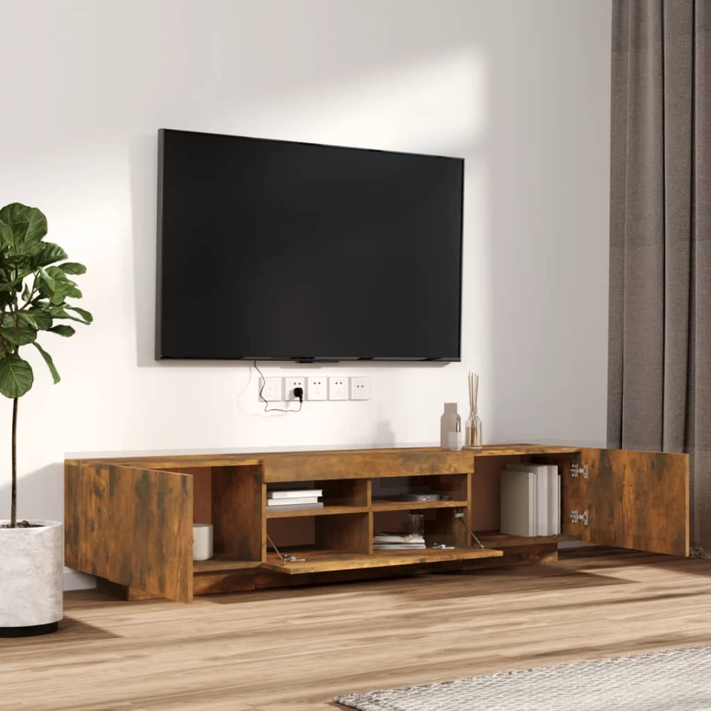 vidaXL 2 Piece TV Cabinet Set with LED Lights Smoked Oak Engineered Wood