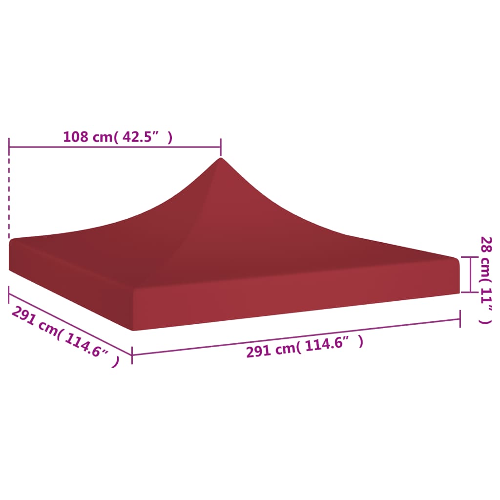 vidaXL Party Tent Roof 3x3 m Burgundy 270 g/m²