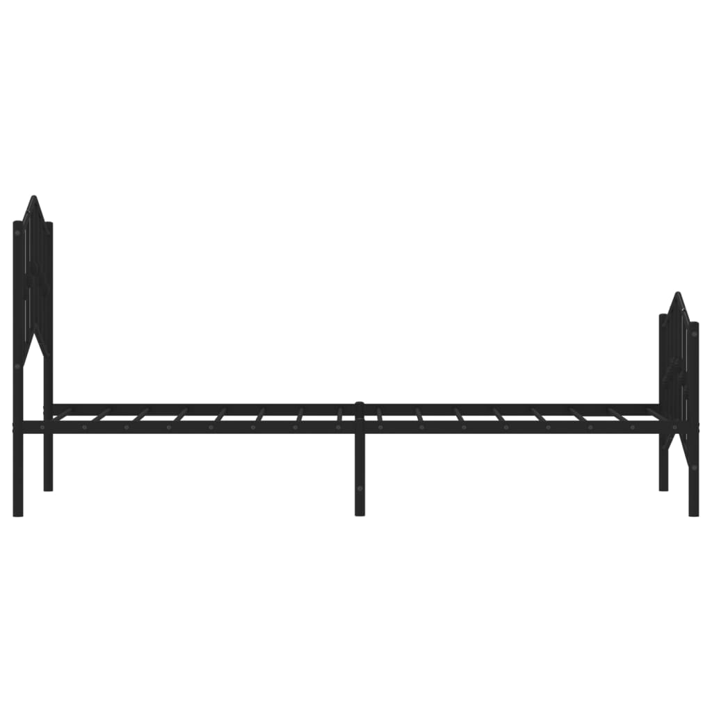 vidaXL Metal Bed Frame with Headboard and Footboard Black 75x190 cm Small Single