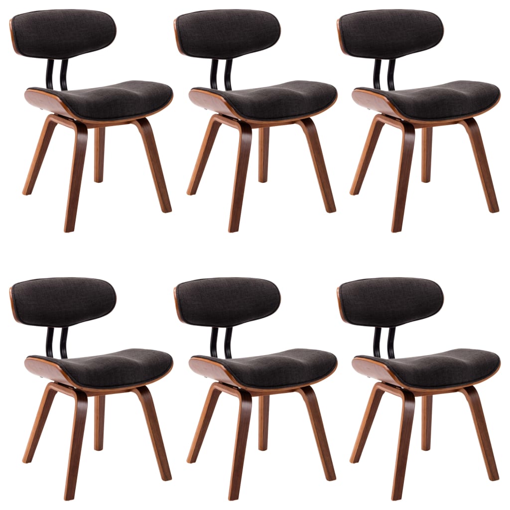 vidaXL Dining Chairs 6 pcs Grey Bent Wood and Fabric