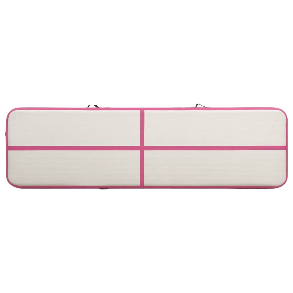 vidaXL Inflatable Gymnastics Mat with Pump 600x100x15 cm PVC Pink
