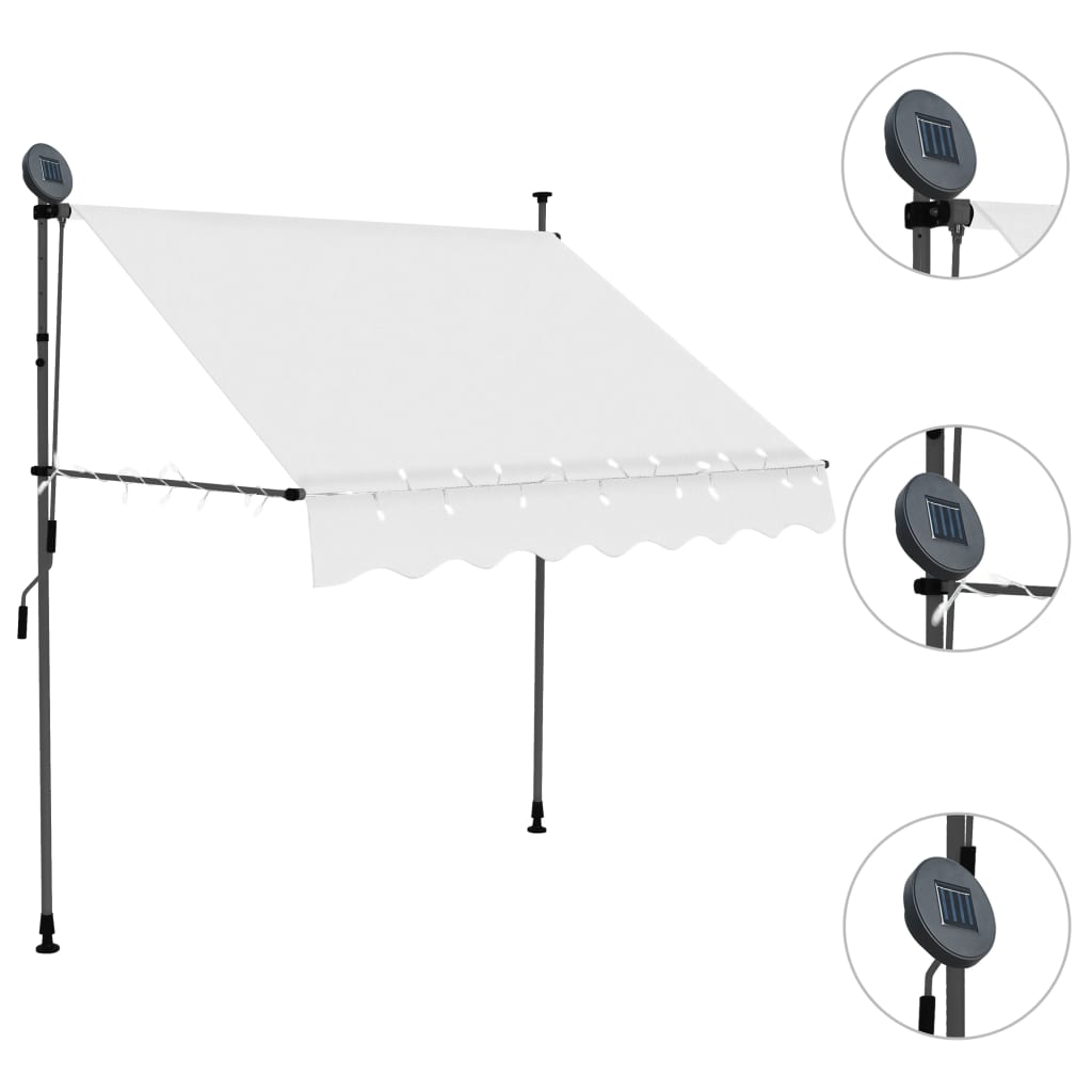 vidaXL Manual Retractable Awning with LED 100 cm Cream